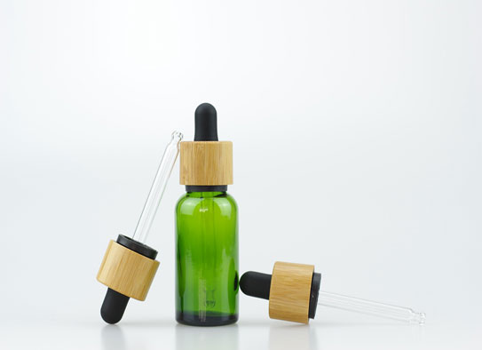 30ml Green Glass Bottle With 18-415 Bamboe TE&CRC Droper Cap