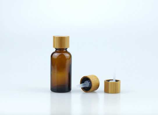 Amber Glass Bottle met Real Bamboe 18-415 Schroef Cap Inner Plug